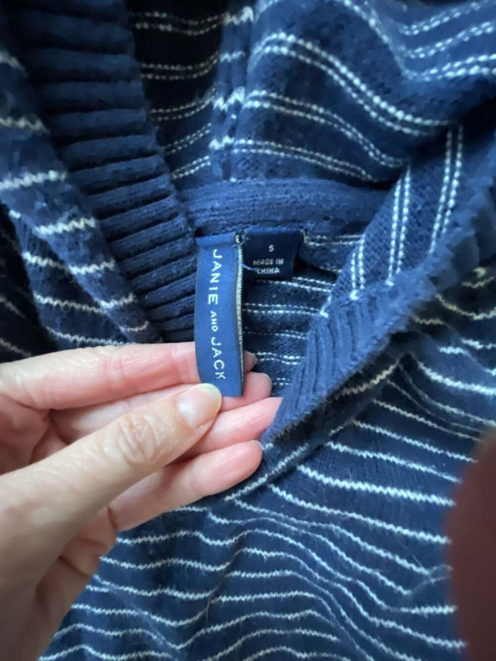 Janie and Jack Blue and White Striped Knit Hoodie and Jogger Set Size 5